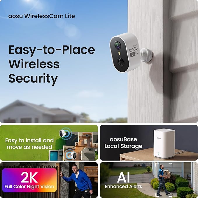 aosu Security Cameras Wireless Outdoor Home System, True 2K HD, Color Night - Image 2