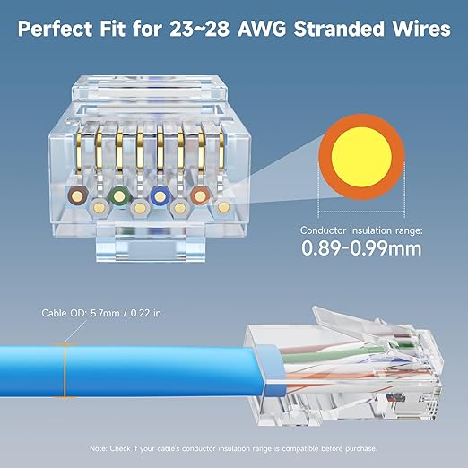 Cable Matters 100-Pack CAT6 RJ45 Modular Plugs, 50µ Gold Plated, - Image 3