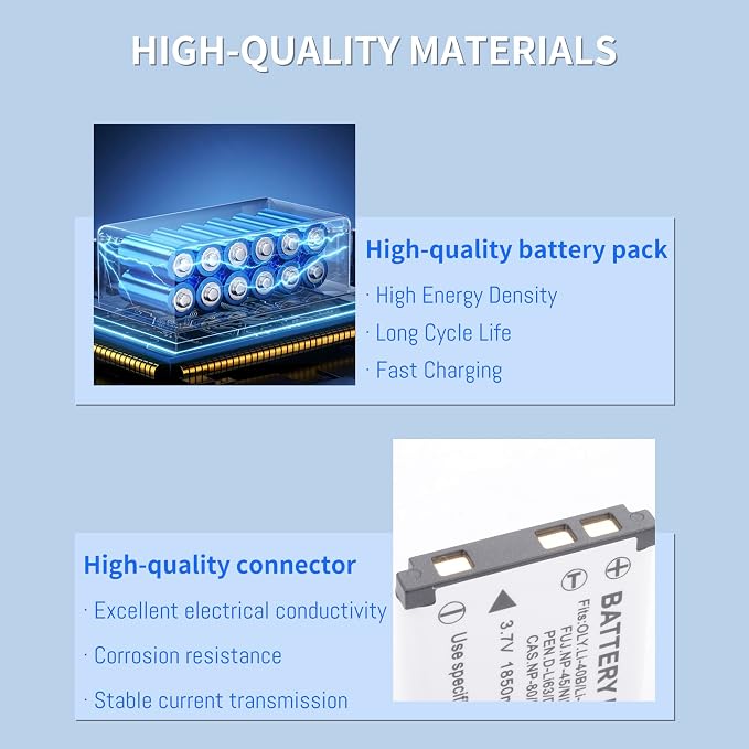 2 Pack 1850mAh NP-45 NP-45A NP-45B NP-45S Battery and LCD Charger Compatible - Image 6