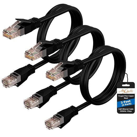 Cat6 Ethernet Cable 3 FT, Snagless Short Cat 6 Patch Cord, RJ45 Pure Copper by Mygatti