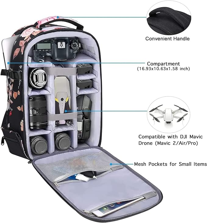 MOSISO Camera Backpack, DSLR/SLR/Mirrorless Photography Camera Bag Peony - Image 2
