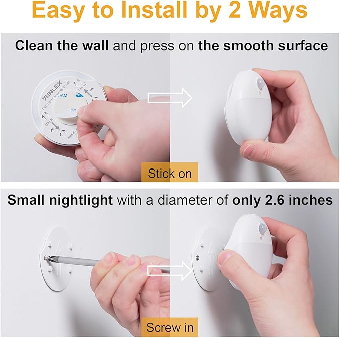YUNLEX 2 Pack Toliet Lights, 2.6" Small Motion Sensor Battery Night Light - Image 7