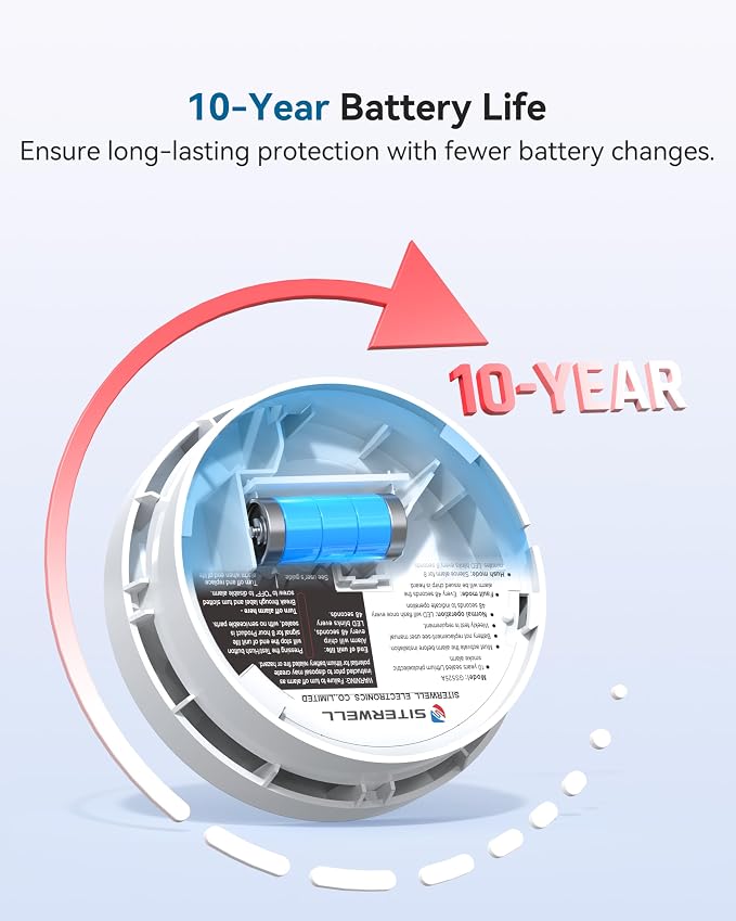 SITERWELL Smoke Detector, Smoke Detector 10 Year Battery - Image 2