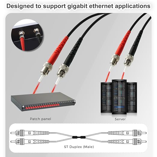 330ft / 100m Outdoor Armored OD-5mm OM1 ST to ST Fiber Cable, ST-ST Fiber Optic - Image 3