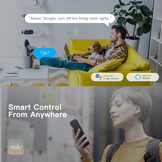 MoesGo 2nd Generation WiFi Smart Light Switch, Smart Wall Switch 2.4GHz WiFi - Image 5