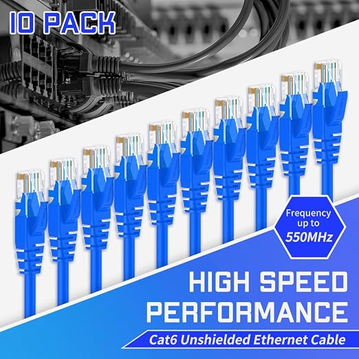 Cat6 Ethernet Cable 10 Feet 10 Pack Network RJ45 Cat6 Internet Patch Cable - Image 2