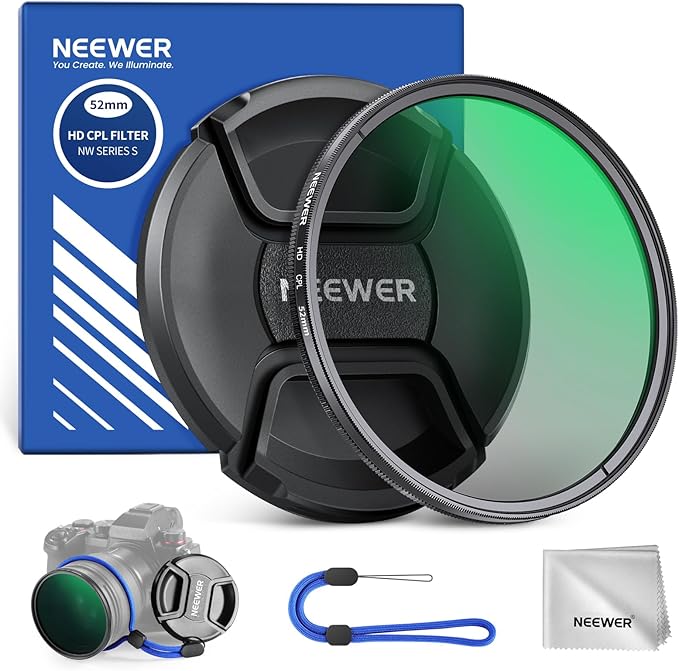 NEEWER 52mm CPL Filter with Lens Cap, Ultra Thin Circular Polarizing Filter by Neewer