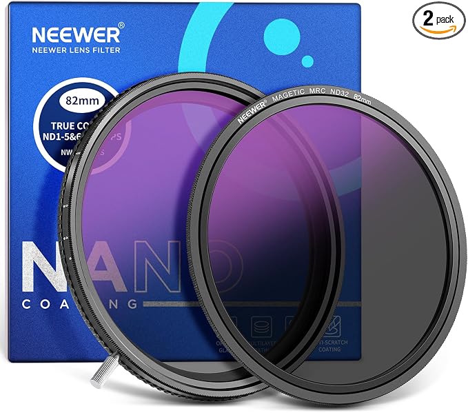 NEEWER 2 in 1 True Colors 82mm Variable ND & CPL Filter ND2-512, Magnetic ND32 by Neewer