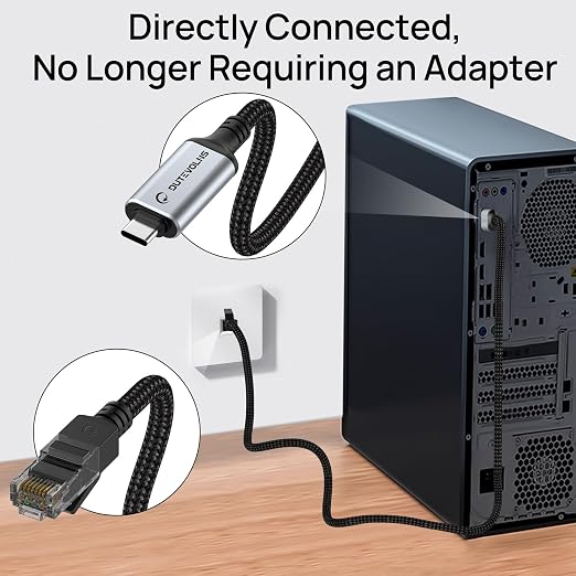 USB C to Ethernet Cable 5FT, Type C to RJ45 Nylon Cord, Gigabit Directly - Image 3
