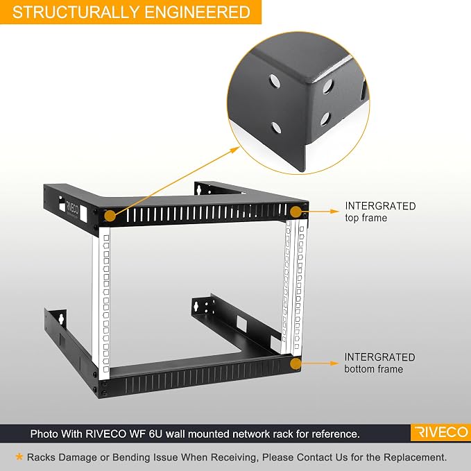 RIVECO 9U Wall Mount Rack for Network – 17.7" Deep 2 Post Open Frame Racks Easy - Image 2