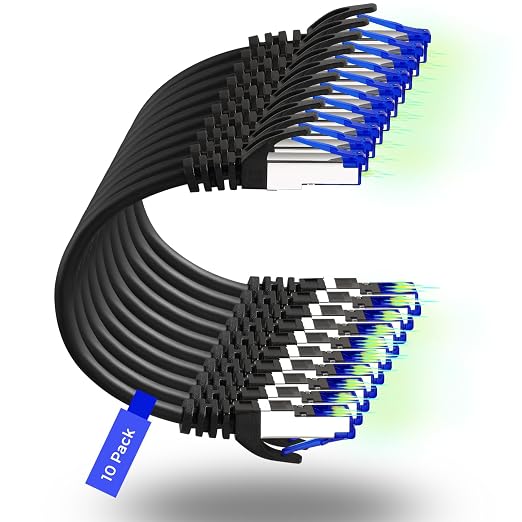 Rapink Patch Cables Cat8 2ft 10 Pack Slim, Cat8 Ethernet Patch Cable 40G Support by Rapink