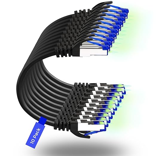 Rapink Patch Cables Cat8 7ft 10 Pack Slim, Cat8 Ethernet Patch Cable 40G Support by Rapink