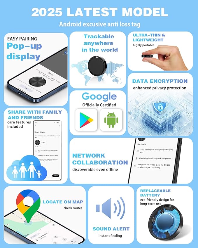 Air Tags for Android, Air Tags-4 Pack Android, Android Tracker Tags, 2 Year - Image 3