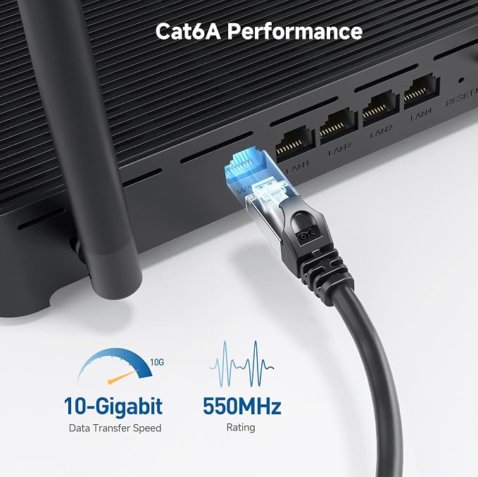 Cable Matters 10Gbps 5-Pack Snagless Short Shielded Cat 6A Ethernet Cable - 1ft - Image 3