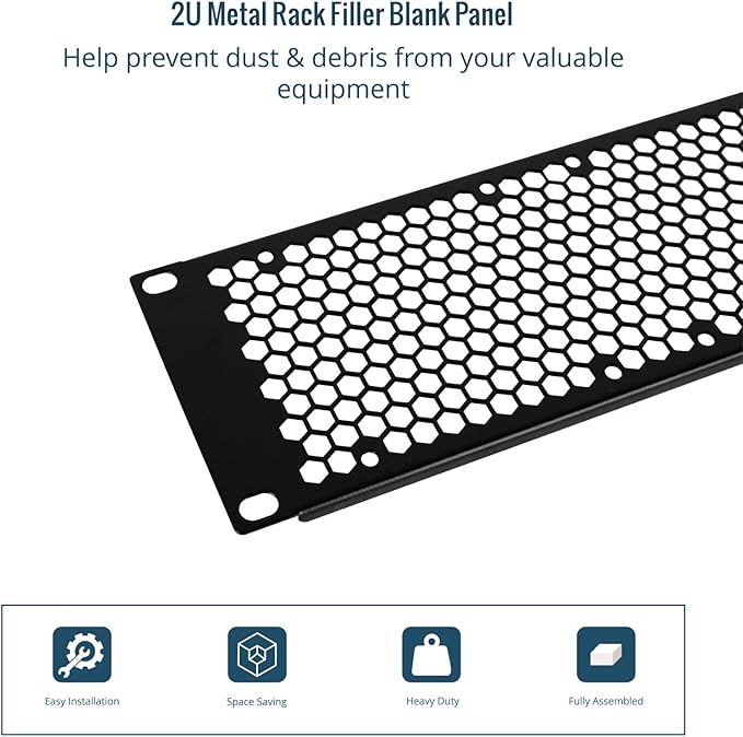 Tecmojo 2 Pack Vented 2U Blank Rack Mount Panel, Steel Patch Panel Filler - Image 5