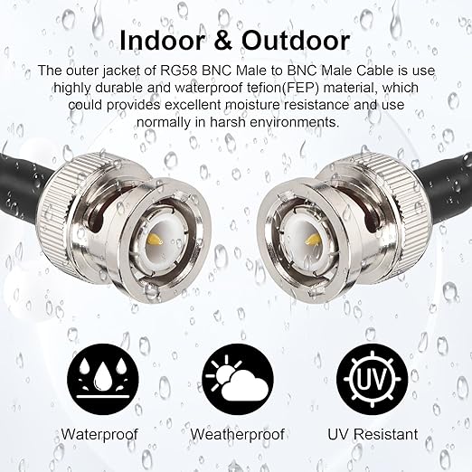 MOOKEERF 15FT RG58 50 ohm BNC Male to Male Coax Cable - Image 5