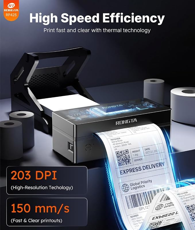 Rongta Bluetooth Shipping Label Printer, Wireless 4x6 Thermal Label Printer - Image 6