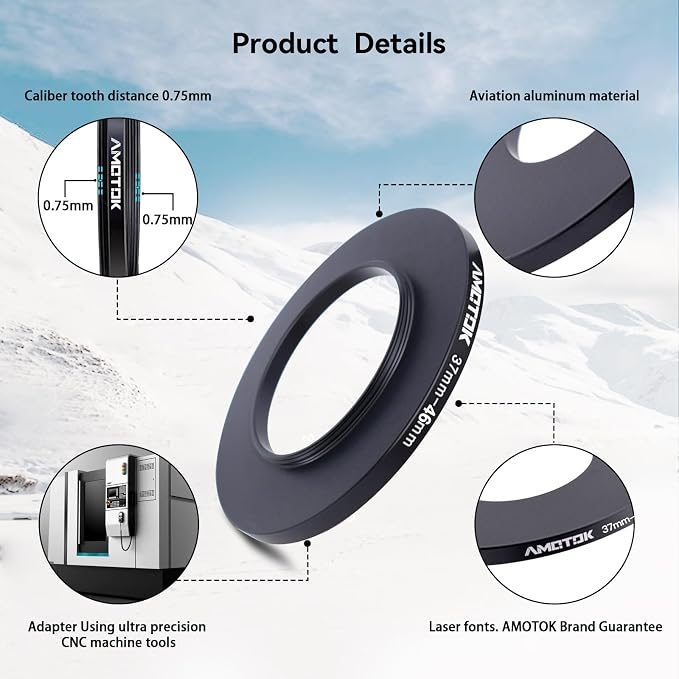 37mm Lens to 46mm Camera Lens Adapter, 37mm to 46mm Filter Step up Ring Adapter - Image 3