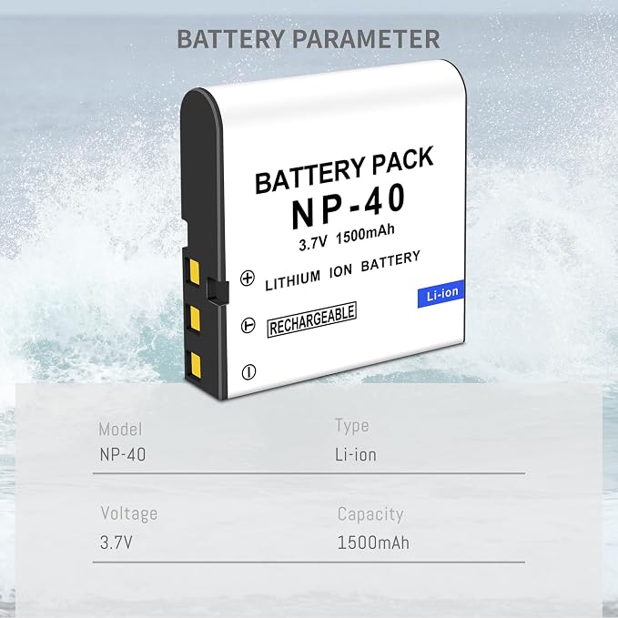 3-Pack NP-40 Battery, USB Dual-Channel Charger Compatible - Image 2
