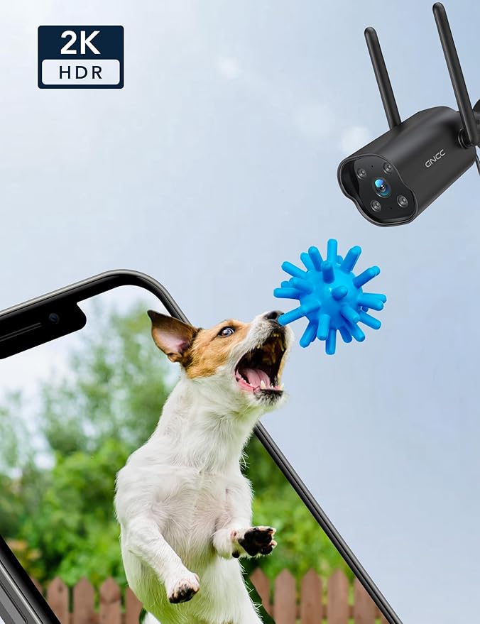 GNCC 2K Outdoor Security Camera, 24/7 Recording, 9.85ft Cord, No Battery - Image 2
