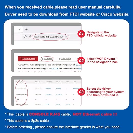 10ft USB-C to RJ45 Serial Adapter，USB C to Console Cable Essential Accessory of - Image 3