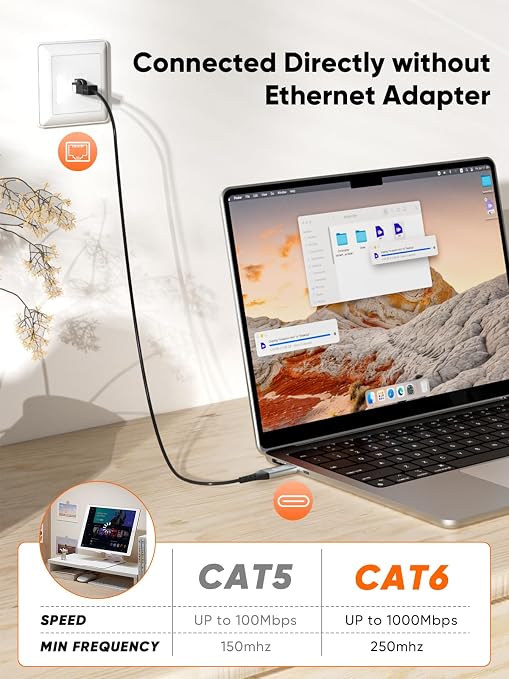 CableCreation USB C to Ethernet Cable 3.3FT, USB C to RJ45 Internet LAN Network - Image 2