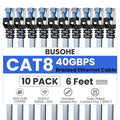 BUSOHE Cat 8 Ethernet Cable 6 FT 10 Pack, Nylon Braided High Speed Heavy Duty by BUSOHE