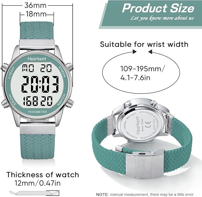 Hearkent Pedometer Watch for Walking Steps and Miles-Men&Women-Step Counter for - Image 2