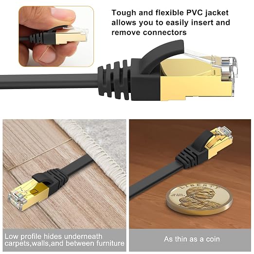 Ercielook CAT8 Ethernet Cable 20 ft High Speed, Shielded Flat Internet Cable - Image 4
