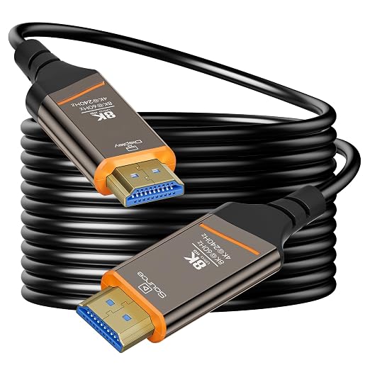 Fiber Optic HDMI Cable 100FT, 8K HDMI 2.1 Cable, High-speed 48Gbps, Support by DICEKOO