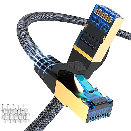 Cat 8 Ethernet Cable 100ft, Indoor Nylon Braided Cat 8 Cable, Heavy Duty 26AWG by Ciwoda
