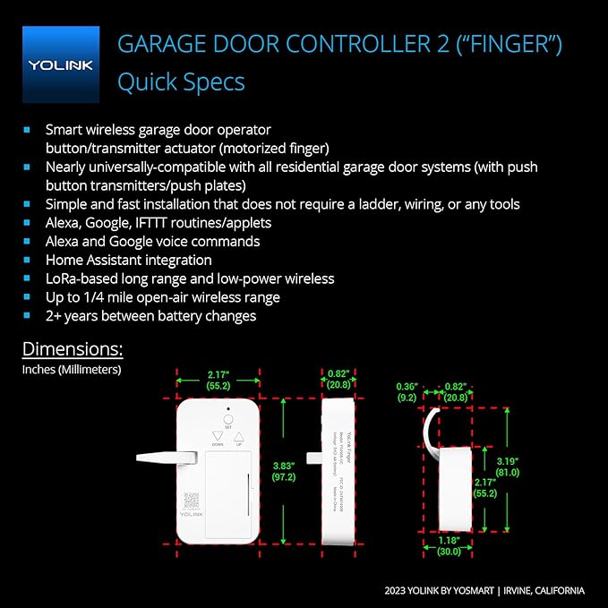 YoLink 1/4 Mile World's Longest Range Smart Wireless Garage Door Opener - Image 2
