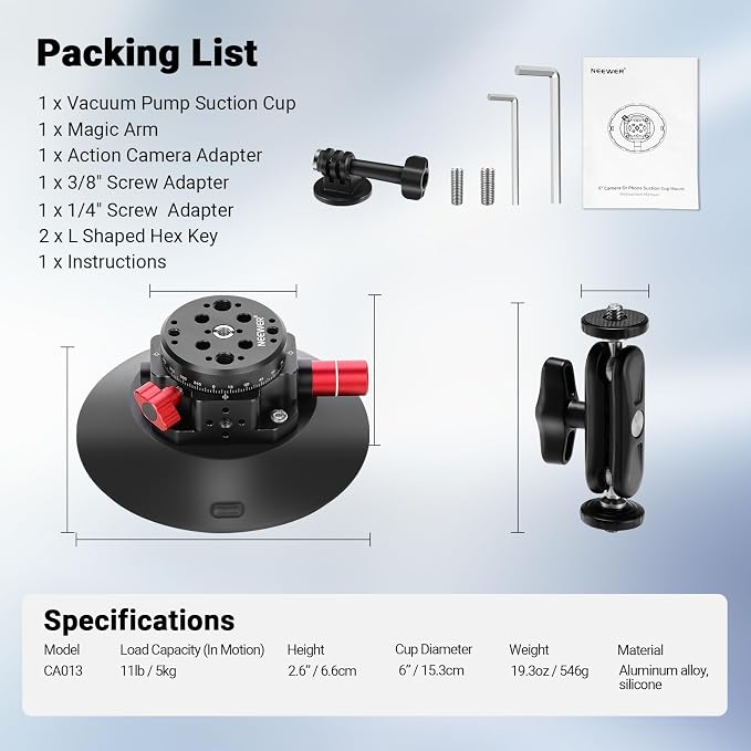 NEEWER 6"/15.2cm Camera Suction Cup Mount - Image 9