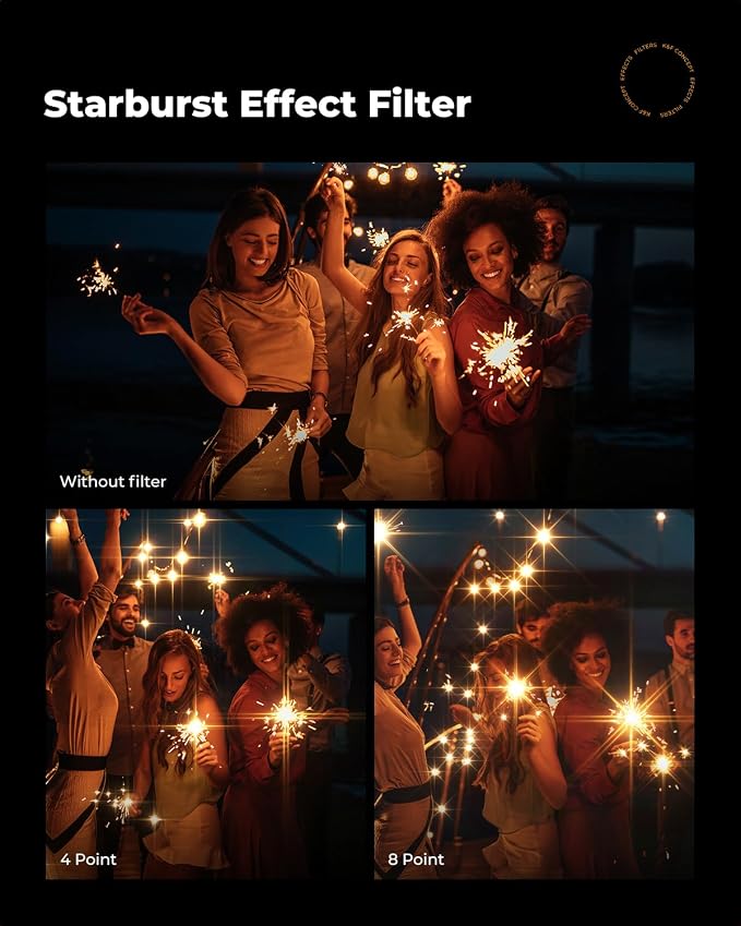 K&F CONCEPT 77mm Variable Star Filter Cross Screen Starburst Filter 4, 8 Points - Image 5