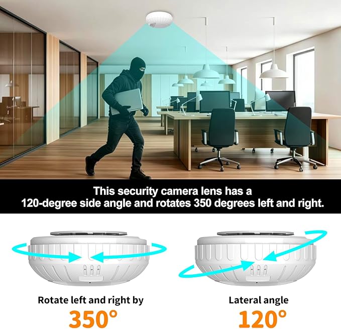 Hidden Camera Smoke 4K HD Rotatable Wireless WiFi Camera Detector Mini Security - Image 2