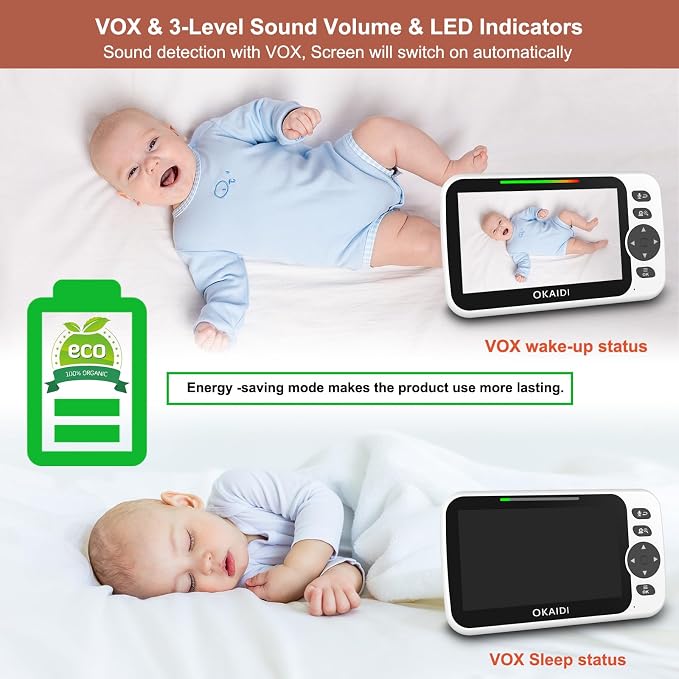 OKAIDI Video Baby Monitor with 3 Cameras, 30H Battery and 1000ft Range - Image 7