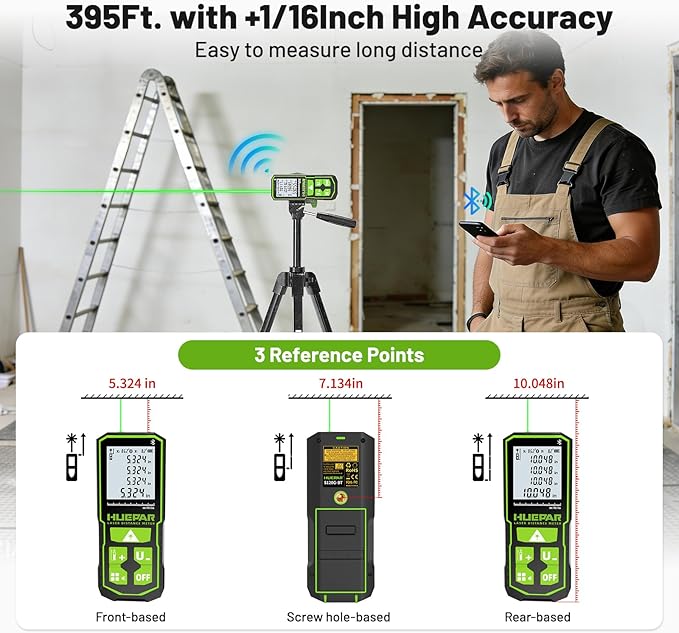 Huepar 395FT Bluetooth Green Laser Measuring Tool - Image 2