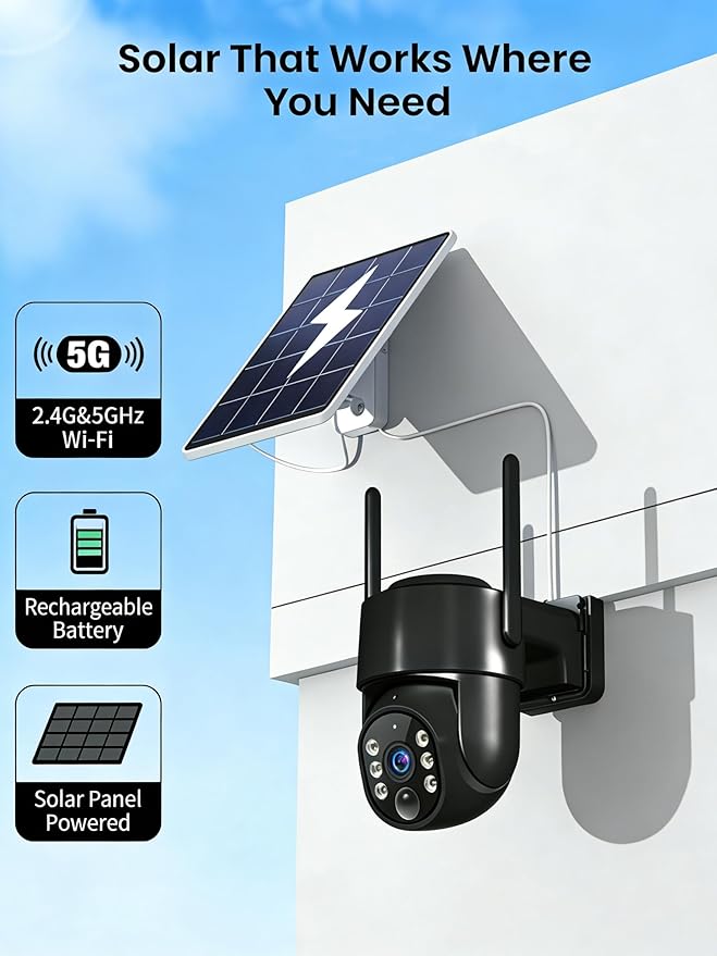 2K Security Cameras Wireless Outdoor, 5GHz WiFi Solar Camera Outdoor Wireless - Image 2