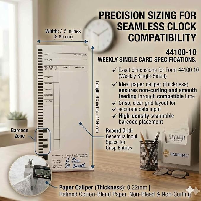 44100-10 Employee Time Cards, 10 Boxes of 100, Includes 1 Compatible 5000R - Image 2