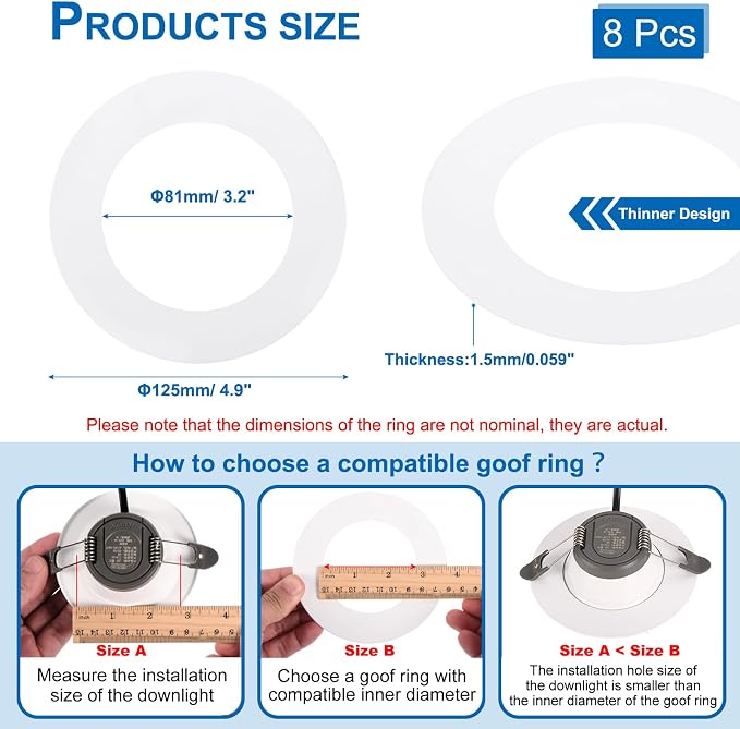 PATIKIL 3.2" ID 4.9" OD Plastic Trim Ring, Translucent Matte White - Image 2