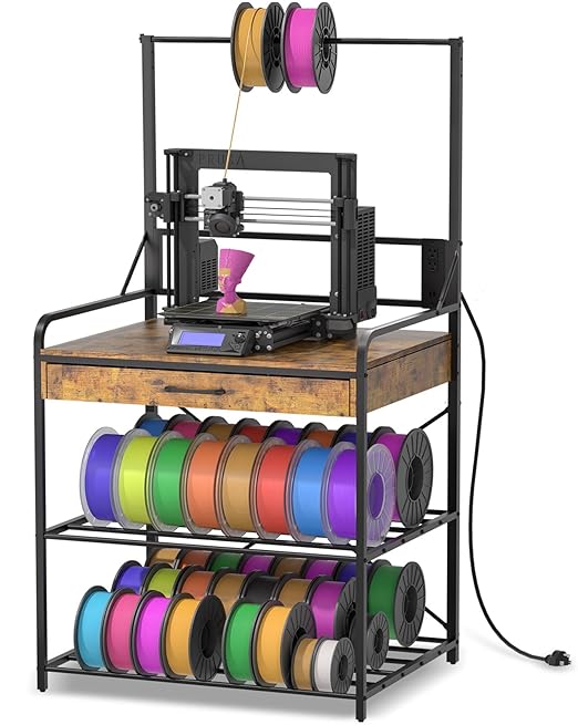 3D Printer Stand with Power Hub and Top Storage Shelf – Heavy Duty X-Bracket by Anrigeail