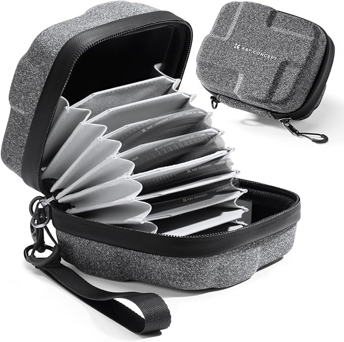 K&F CONCEPT 10 in 1 Lens Filter Case, Hard Shell Camera Filter Pouch Up to 95mm by KFCONCEPT