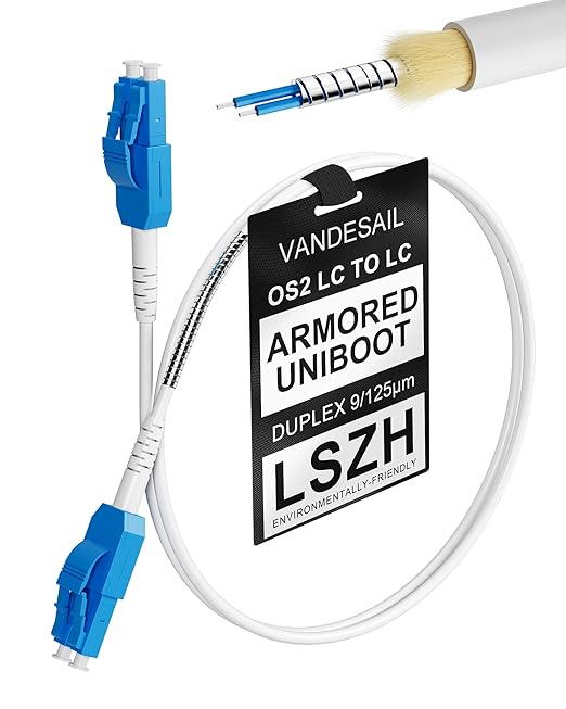 OS2 Uniboot LC to LC Outdoor Armored Fiber Patch Cable, Single Mode 1G/10GB by VANDESAIL