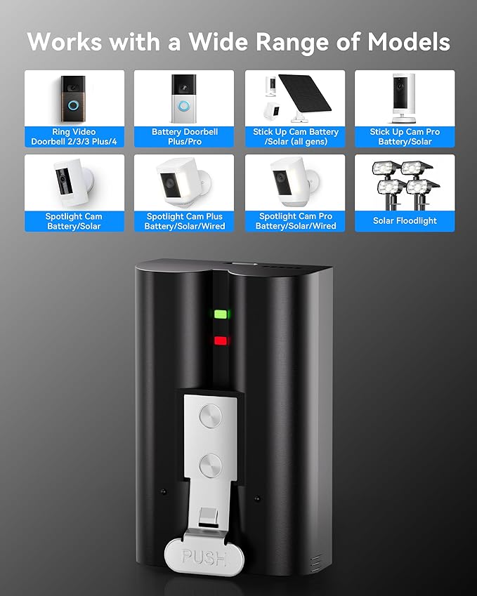 4 Pack Replacement Battery for Ring Doorbell, 6040mAh Rechargeable Li-ion - Image 2