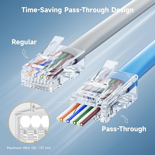 Cable Matters 100-Pack Cat 6 Pass Through RJ45 Connectors, 50µ Gold Plated - Image 2