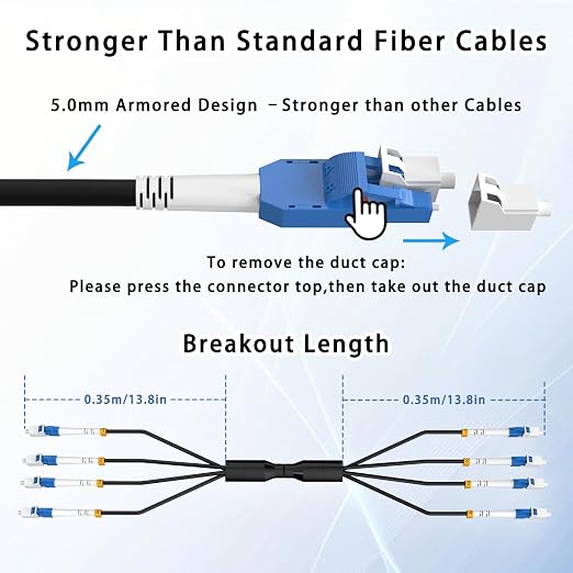 800M/2625FT LC to LC Armored Outdoor Fiber Optic Cable, Single Mode Duplex - Image 7