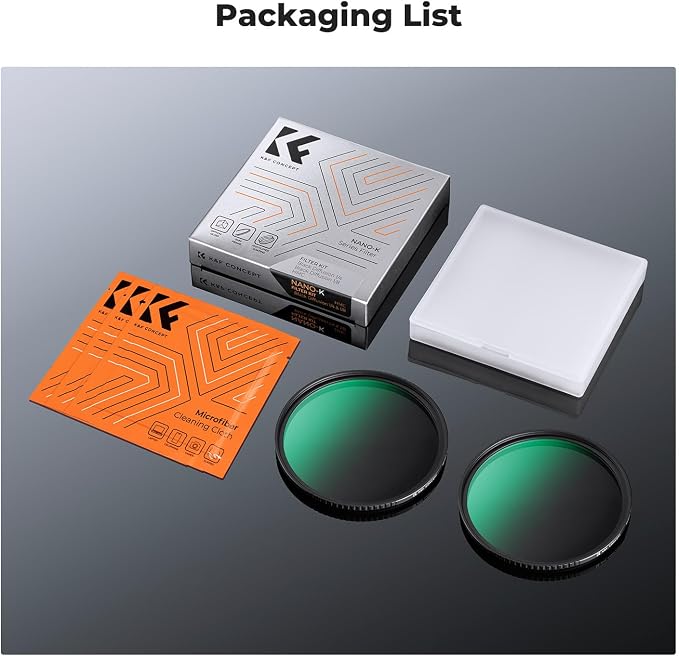 K&F CONCEPT 49mm Black Diffusion 1/4 & 1/8 Filters Kit Mist Cinematic Effect - Image 7