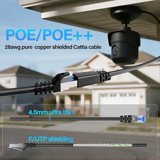 Cat6A Ethernet Cable Shielded 10Gbps 0.5 ft, Slim Shielded Ethernet Cable Cat 6 - Image 6