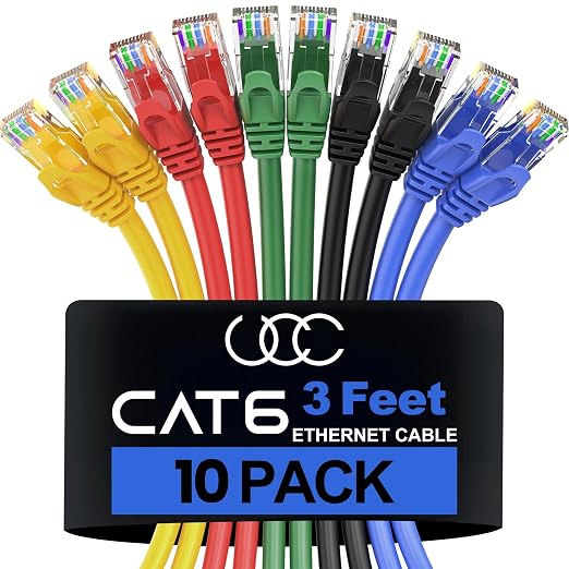 Ultra Clarity Cables Cat 6 Ethernet Cable 3 Ft, Cat6 Patch Cable, High Speed by UltraClarityCables