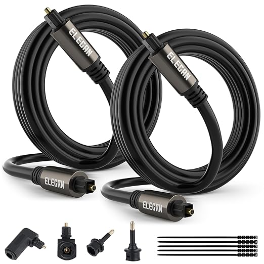 Elecan Optical Audio Cable 8 Ft/2 Pack Digital Audio Toslink Cable Cord-Fiber by Elecan